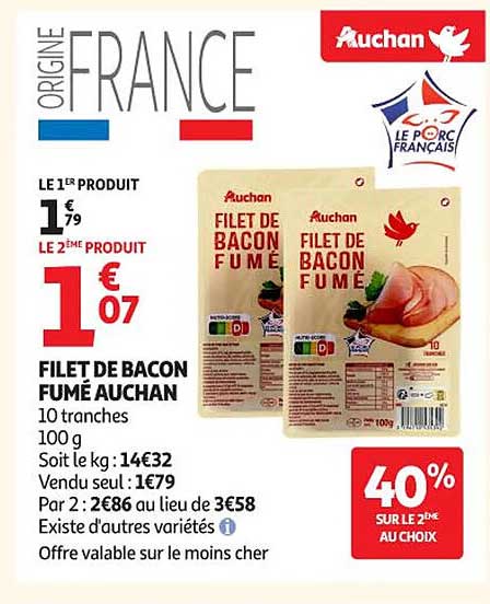 FILET DE BACON FUMÉ AUCHAN