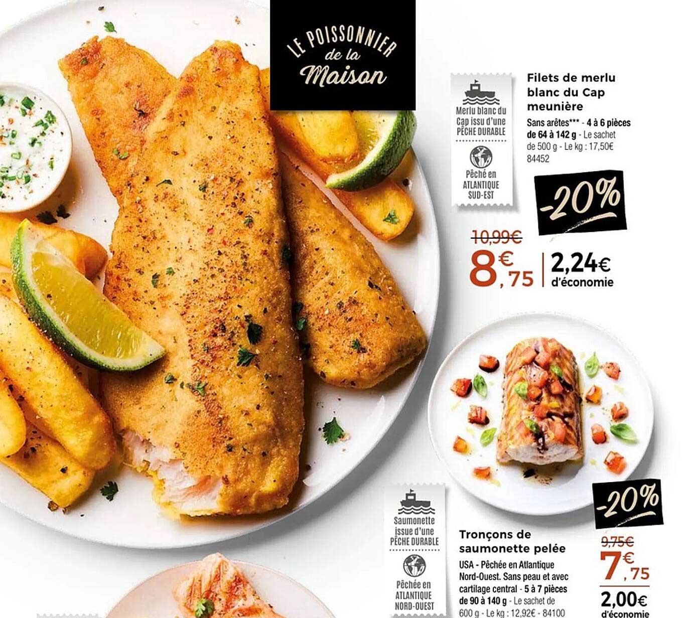 Filets de merlu blanc du Cap meunière