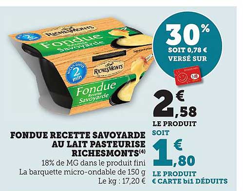 FONDU REETTE SAVOYARDE AU LAIT PASTEURISÉ RICHESMONTS