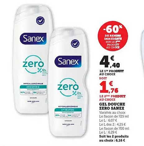 GEL DOUCHE ZERO SANEX