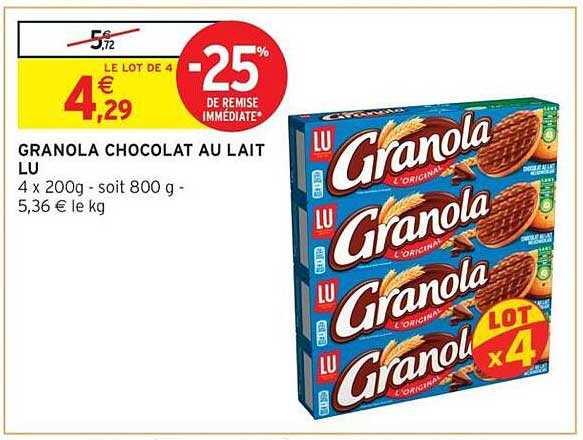 GRANOLA CHOCOLAT AU LAIT LU