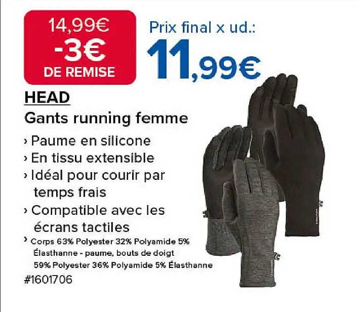 HEAD Gants running femme