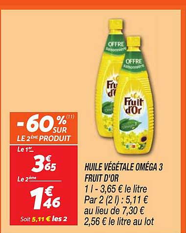 HUILE VÉGÉTALE OMEGA 3 FRUIT D'OR