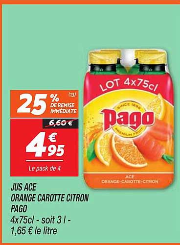 JUS ACE ORANGE CAROTTE CITRON PAGO