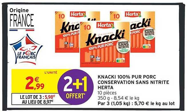 KNACKI 100% PUR PORC CONSERVATION SANS NITRITE HERTA