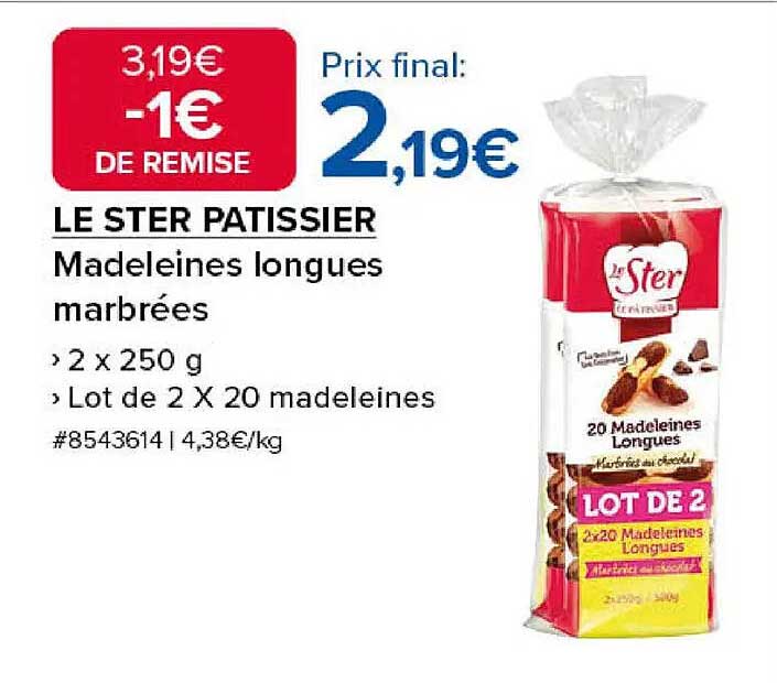 LE STER PATISSIER Madeleines longues marbrées