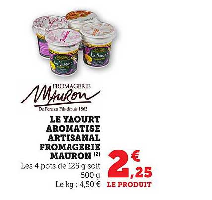 LE YAOURT AROMATISE ARTISANAL FROMAGERIE MAURON