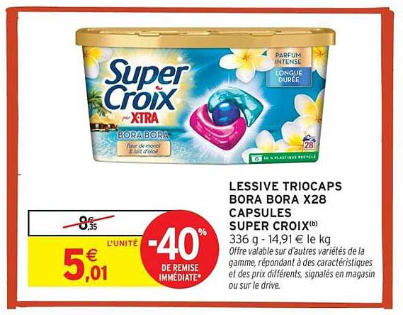 LESSIVE TRIOCAPS BORA BORA X28 CAPSULES SUPER CROIX