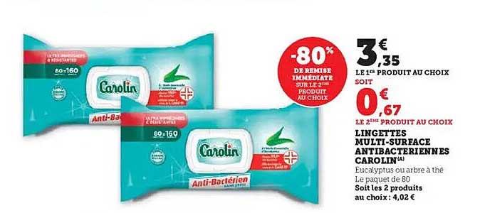 LINGETTES MULTI-SURFACE ANTIBACTÉRIENNES CAROLIN™