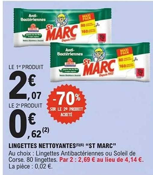 LINGETTES NETTOYANTES(5)(6) "ST MARC"