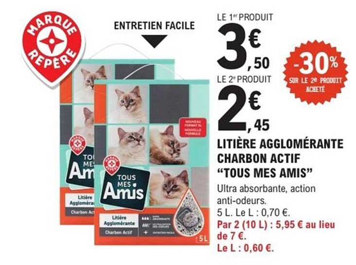 Litière agglomérante charbon actif "Tous mes amis"