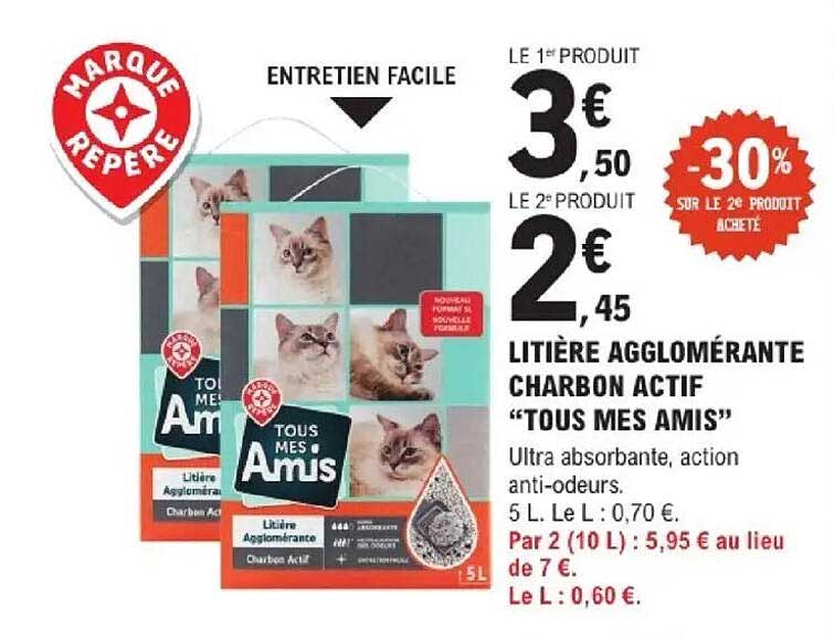 Litière agglomérante charbon actif "Tous mes Amis"