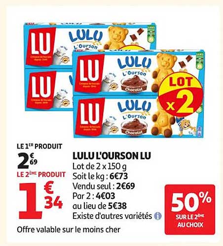LU L'OURS LU Lot de 2 x 150 g