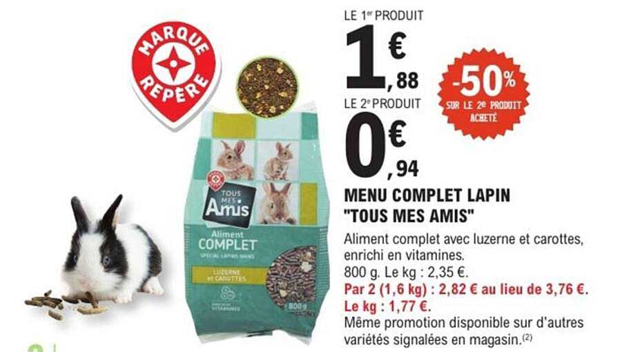 MENU COMPLET LAPIN "TOUS MES AMIS"