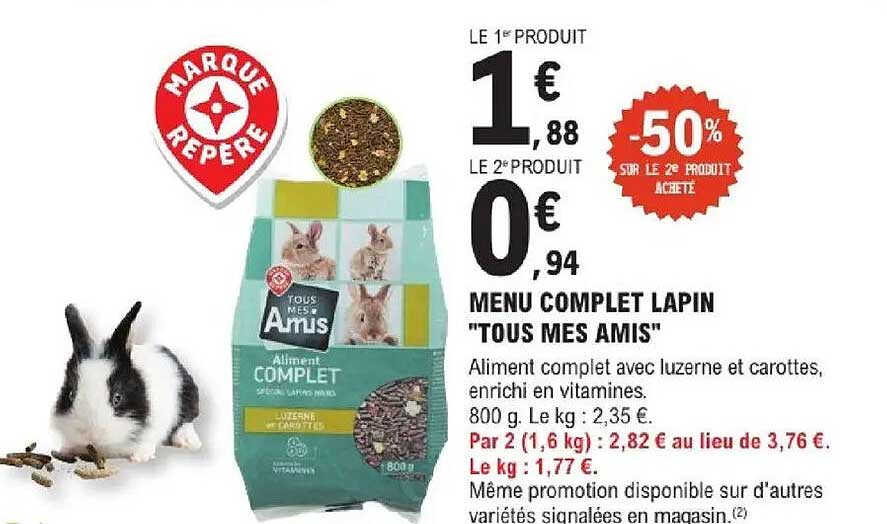 MENU COMPLET LAPIN "TOUS MES AMIS"