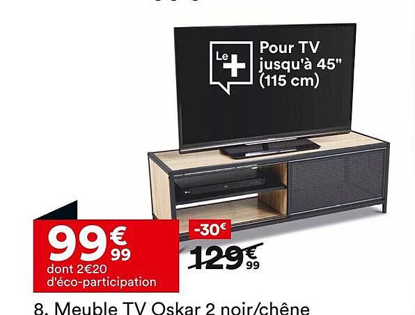 Meuble TV Oskar 2 noir/chêne