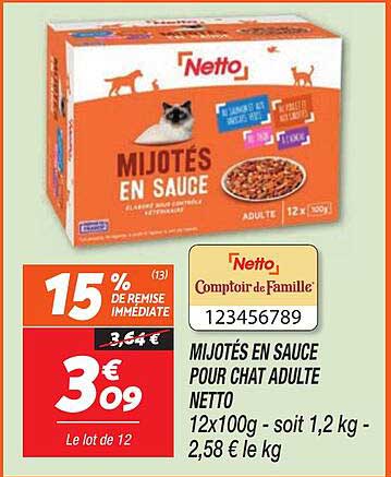 MIJOTÉS EN SAUCE POUR CHAT ADULTE NETTO