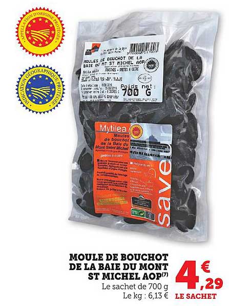 MOULE DE BOUCHOT DE LA BAIE DU MONT ST MICHEL AOP