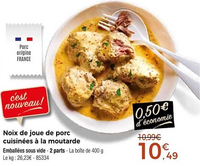 Noix de joue de porc cuisinées à la moutarde