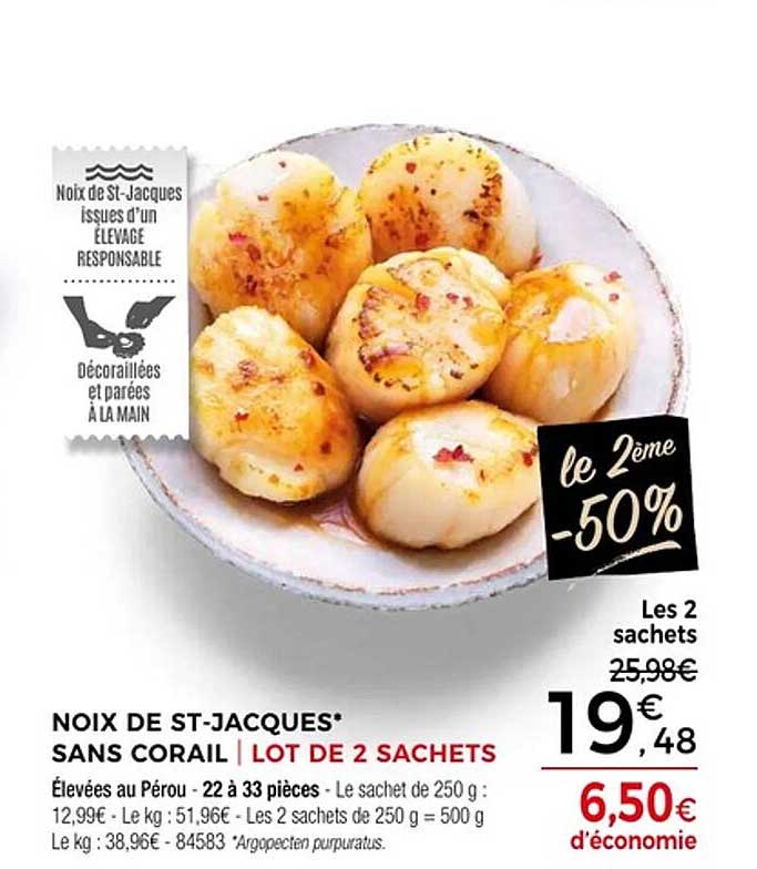 Noix de St-Jacques* SANS CORAIL | LOT DE 2 SACHETS