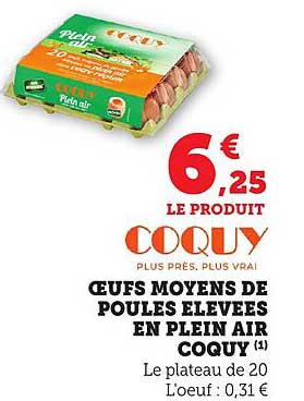 Œufs moyens de poules élevées en plein air COQUY