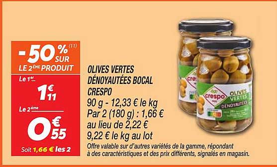 OLIVES VERTES DÉNOYAUTÉES BOCAL CRESPO