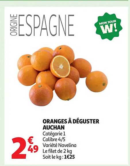 ORANGES À DÉGUSTER AUCHAN