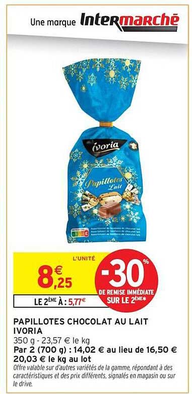 PAPILLOTES CHOCOLAT AU LAIT IVORIA