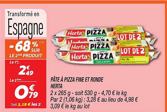 PÂTE À PIZZA FINE ET RONDE HERTA