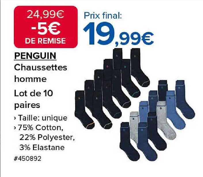 PENGUIN Chaussettes homme Lot de 10 paires