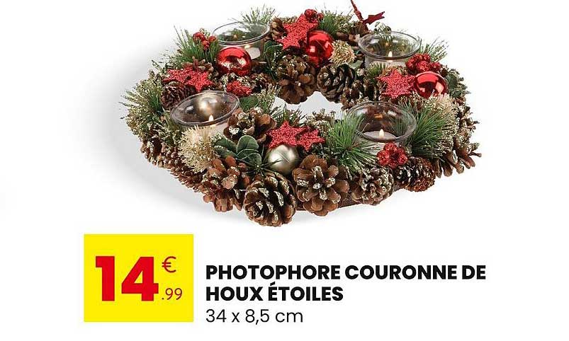 PHOTOPHORE COURONNE DE HOUX ÉTOILES