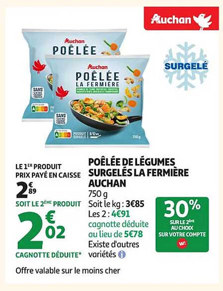 POÊLÉE DE LÉGUMES SURGELÉS LA FERMIÈRE AUCHAN