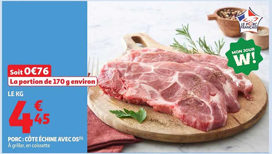 Porc : Côte Échine Avec Os