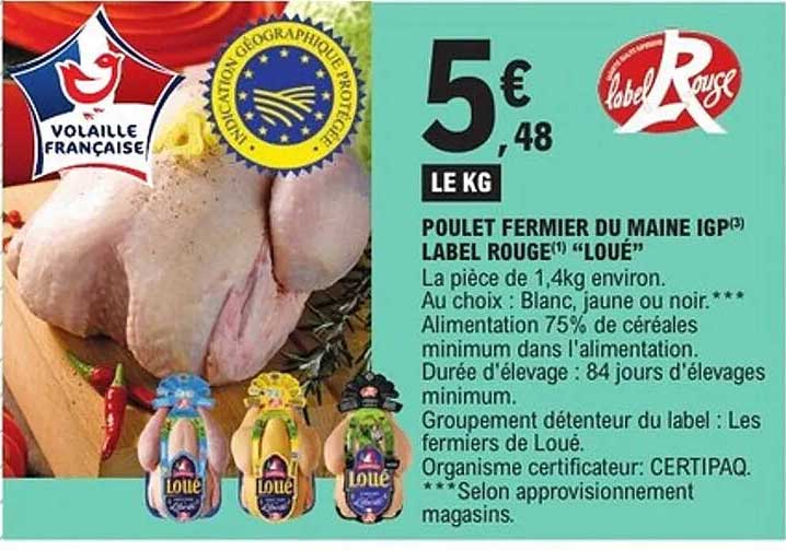 POULET FERMIER DU MAINE IGP LABEL ROUGE "LOUÉ"