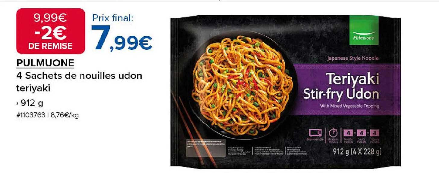 PULMUONE 4 Sachets de nouilles udon teriyaki