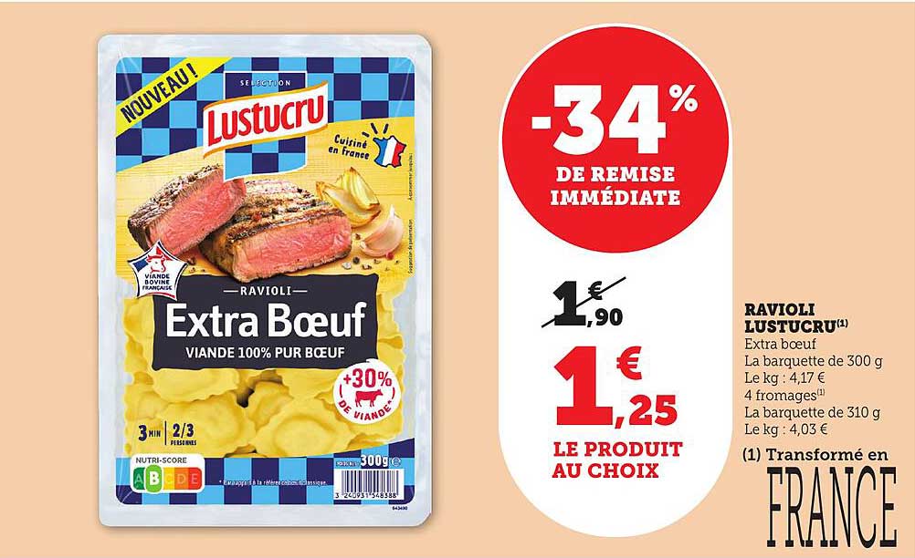 RAVIOLI LUSTUCRU Extra Bœuf