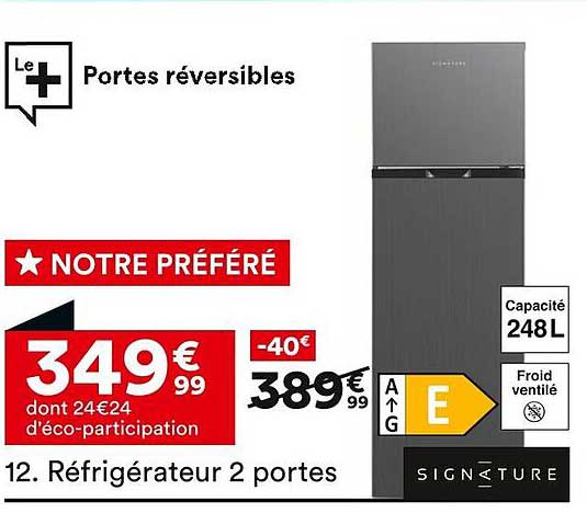 Réfrigérateur 2 portes