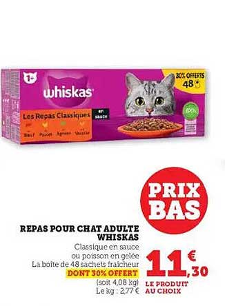 REPAS POUR CHAT ADULTE WHISKAS