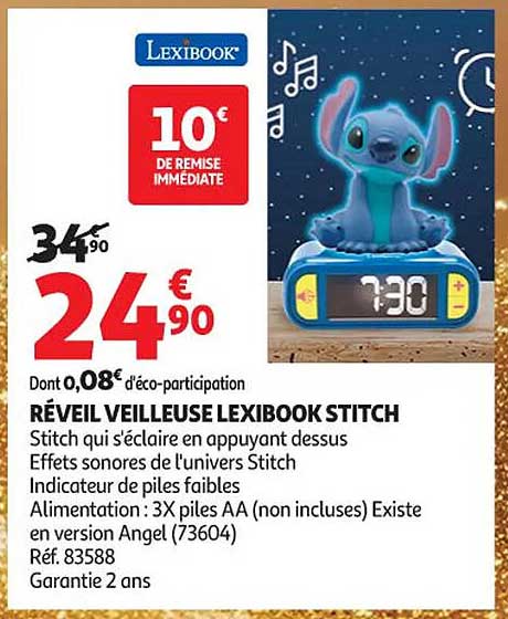 RÉVEIL VEILLEUSE LEXIBOOK STITCH