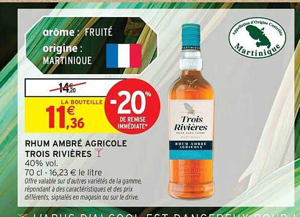 RHUM AMBRÉ AGRICOLE TROIS RIVIÈRES