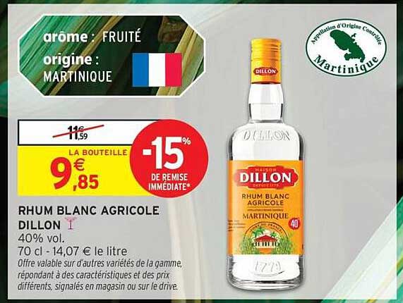 RHUM BLANC AGRICOLE DILLON