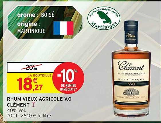 RHUM VIEUX AGRICOLE V.O CLÉMENT