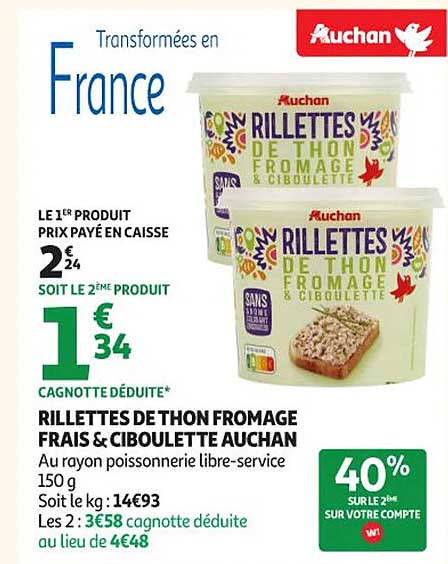 RILLETTES DE THON FROMAGE FRAIS & CIBOULETTE AUCHAN