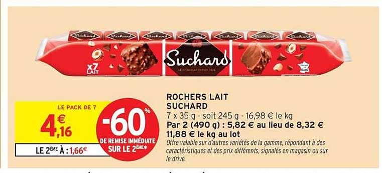 ROCHERS LAIT SUCHARD