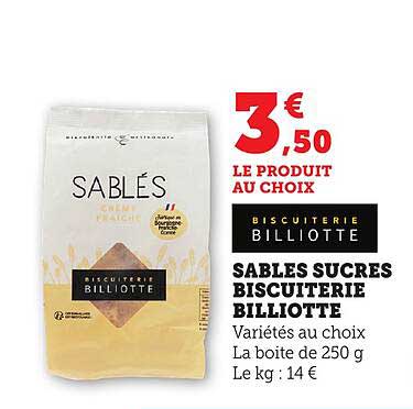 SABLES SUCRES BISCUITERIE BILLIOTTE