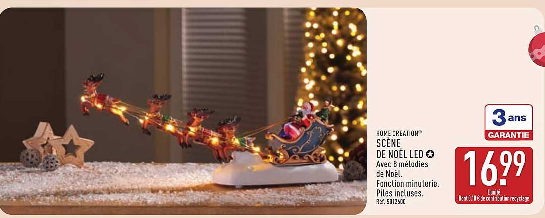 SCÉNE DE NOËL LED avec 8 mélodies de Noël