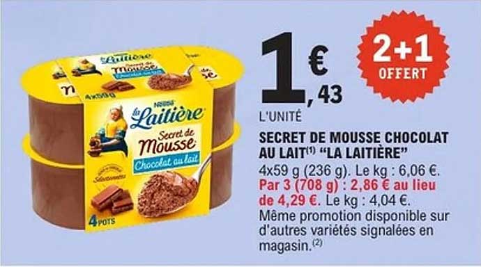 SECRET DE MOUSSE CHOCOLAT AU LAIT" "LA LAITIÈRE"