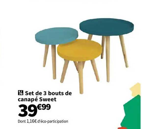 Set de 3 bouts de canapé Sweet