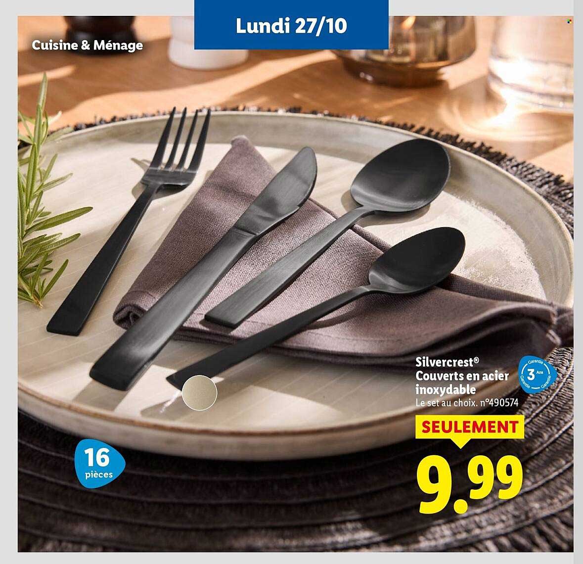 Silvercrest® Couverts en acier inoxydable - Set de 16 pièces