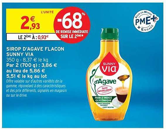 SIROP D'AGAVE FLACON SUNNY VIA